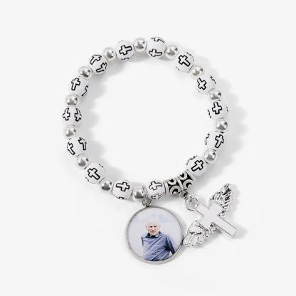 For memories-Cross Customized Photo Elastic Cord Memorial Bracelet