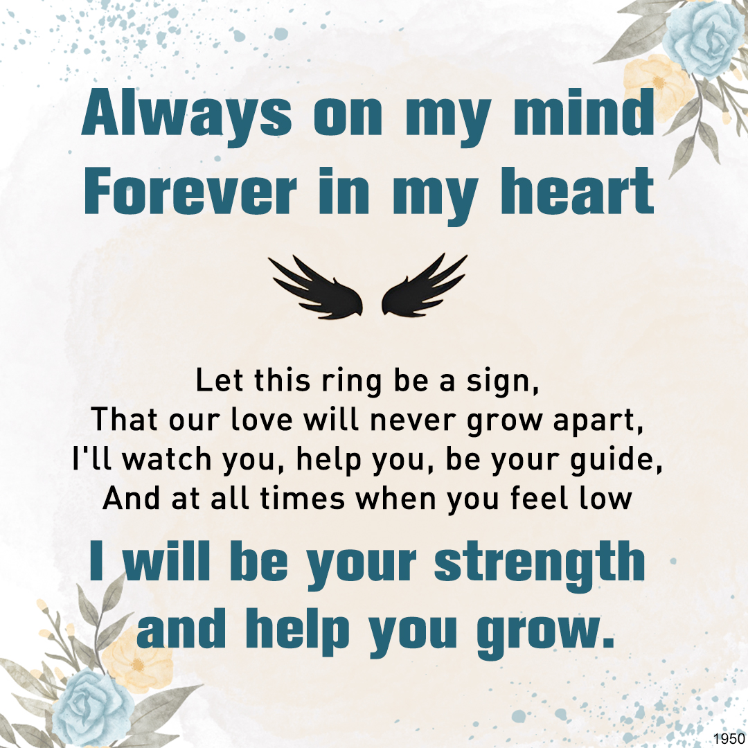 For Memorial- Always On My Mind Forever In My Heart Turquoise Feather Ring