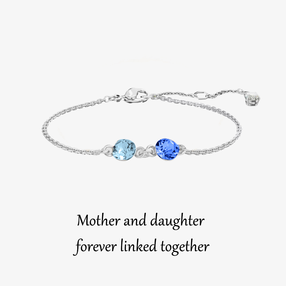 Mother And Daughter Forever Linked Together Custom Birthstones Bracelet