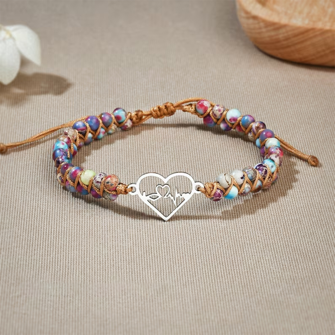 For Granddaughter -  Always Keep Me In Your Heart,  For You Are Always In Mine Heart Beads Bracelet