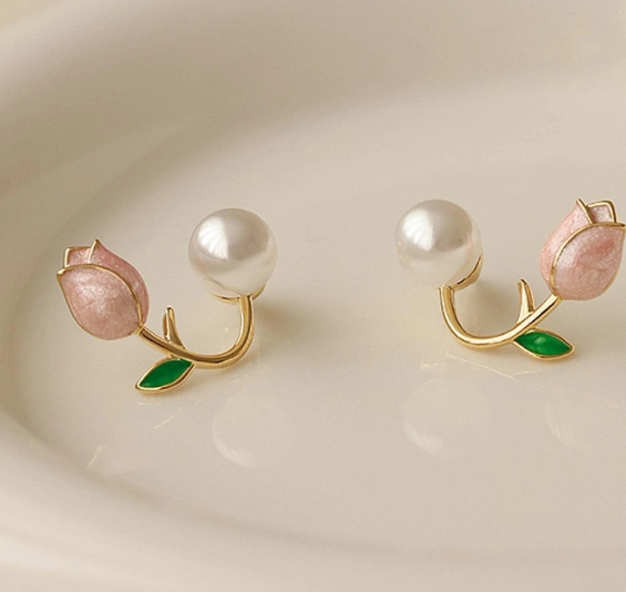 Pink Tulip Earrings