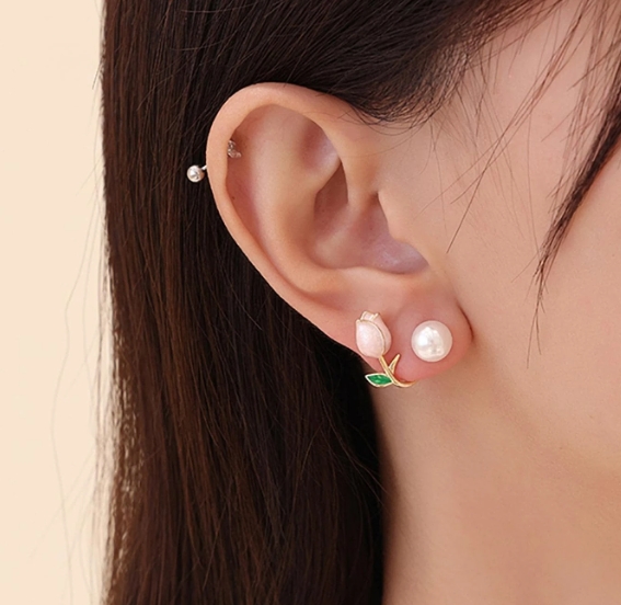 Pink Tulip Earrings