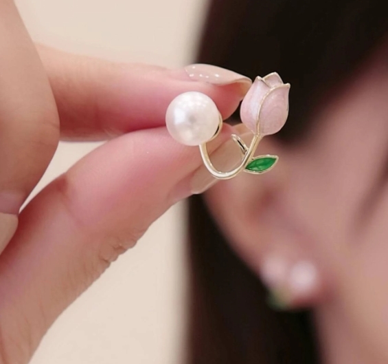 Pink Tulip Earrings