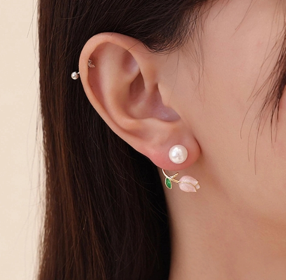 Pink Tulip Earrings