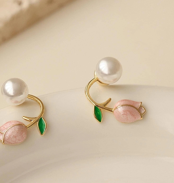 Pink Tulip Earrings