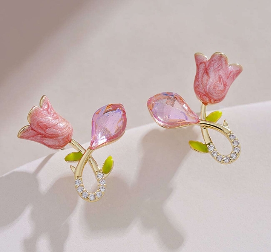 Pink Floral Earrings
