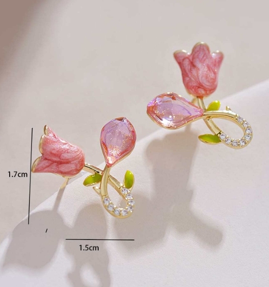 Pink Floral Earrings