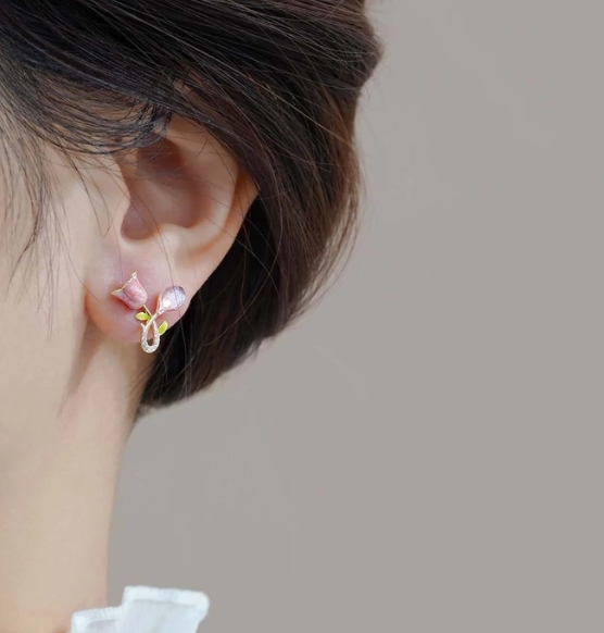 Pink Floral Earrings