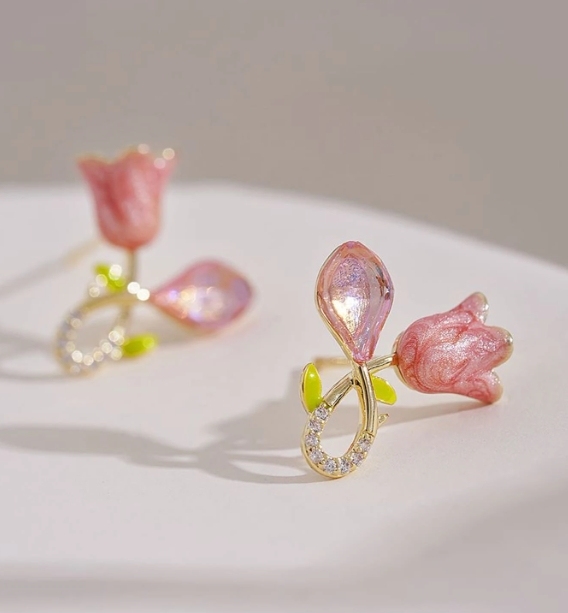 Pink Floral Earrings