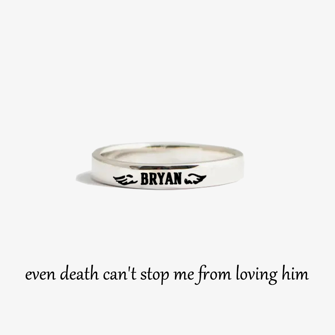 For Memorial - I Miss You Custom Name Wings Ring