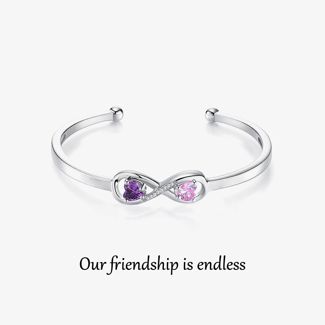 Our friendship is endless Custom Birthstones Cuff Bracelet