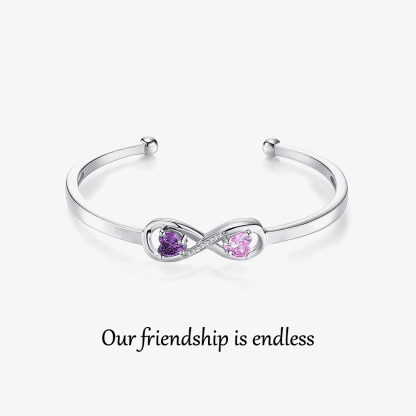 Our friendship is endless Custom Birthstones Cuff Bracelet