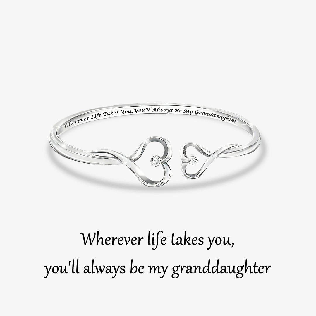 [⚡50% OFF] You Will Always Be My Granddaughter Double Heart Style Engraved Bracelet