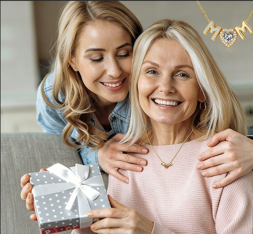 Custom Mother's Birthstone Letter Necklace