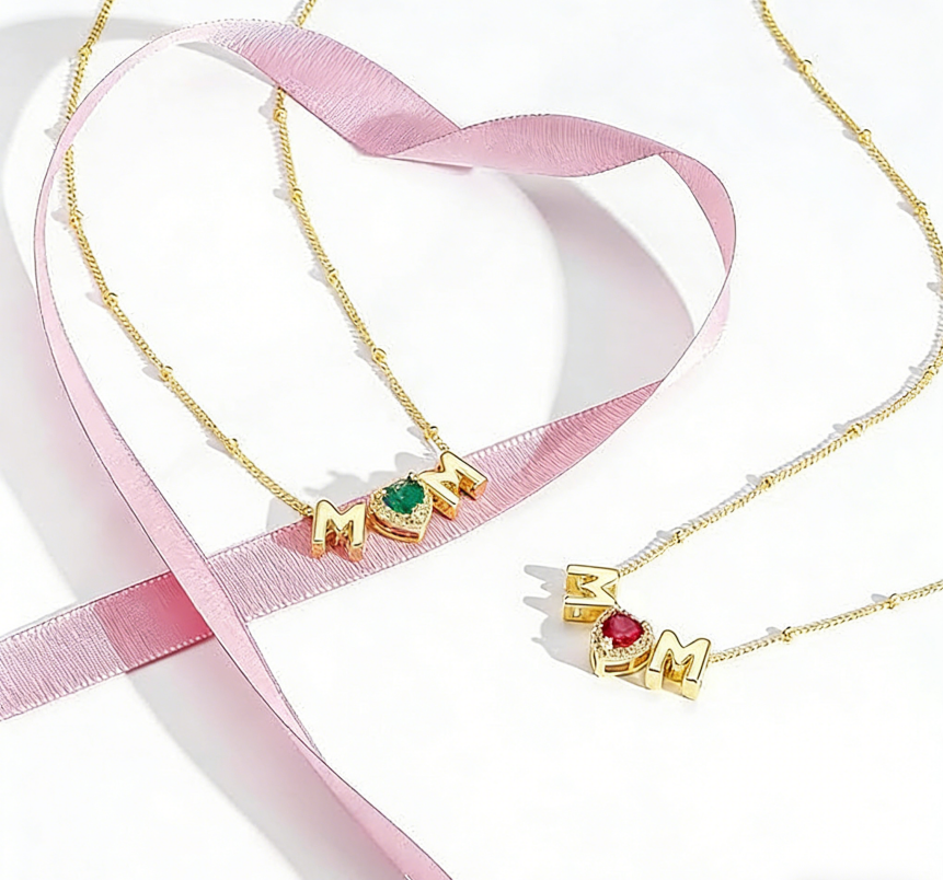 Custom Mother's Birthstone Letter Necklace