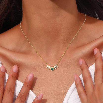 Custom Mother's Birthstone Letter Necklace