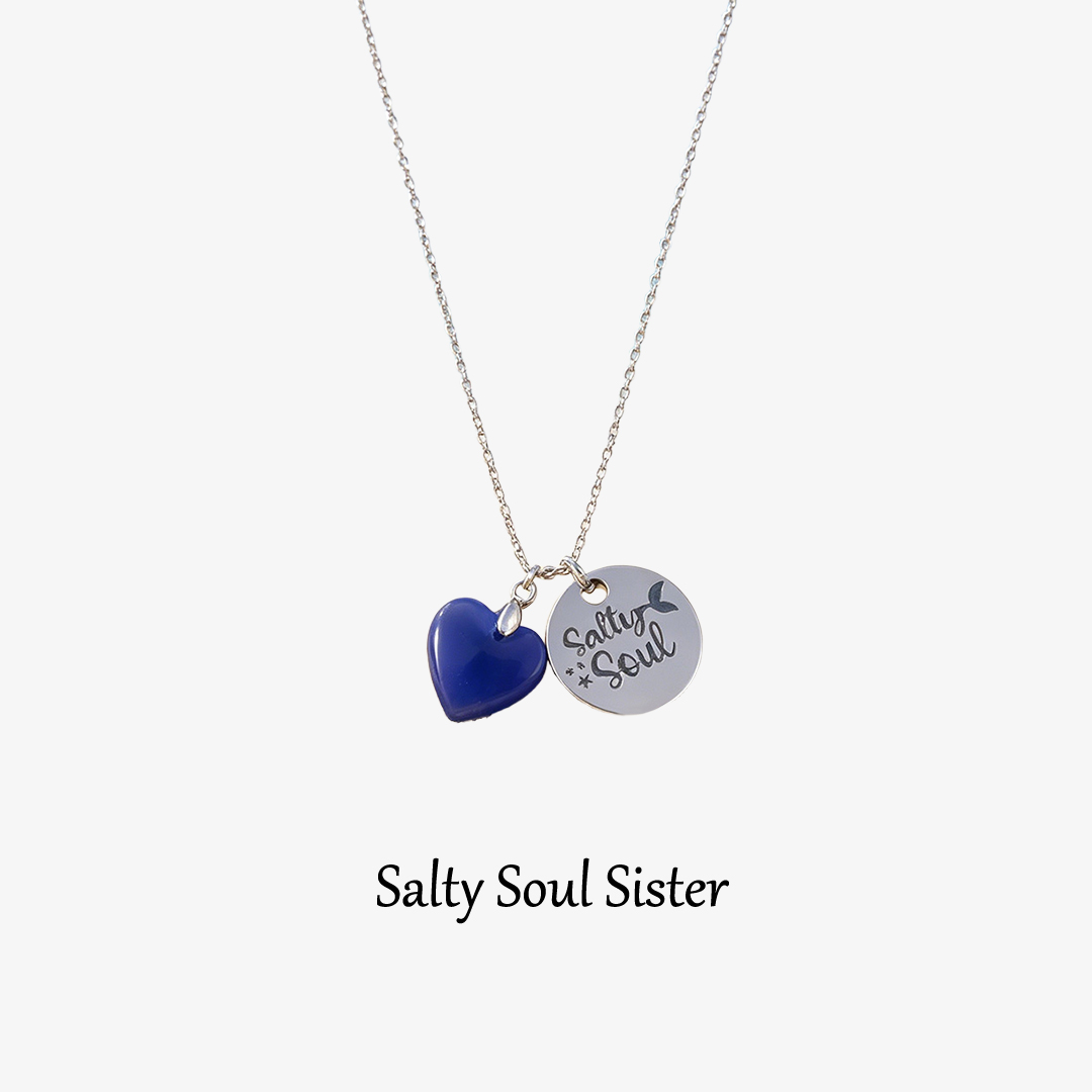 Salty Soul Sister Sea Glass Heart Necklace