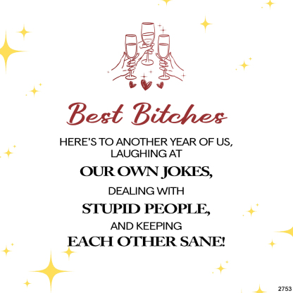 For Friend - Best Bitches Double Hearts Custom Birthstones Bracelet