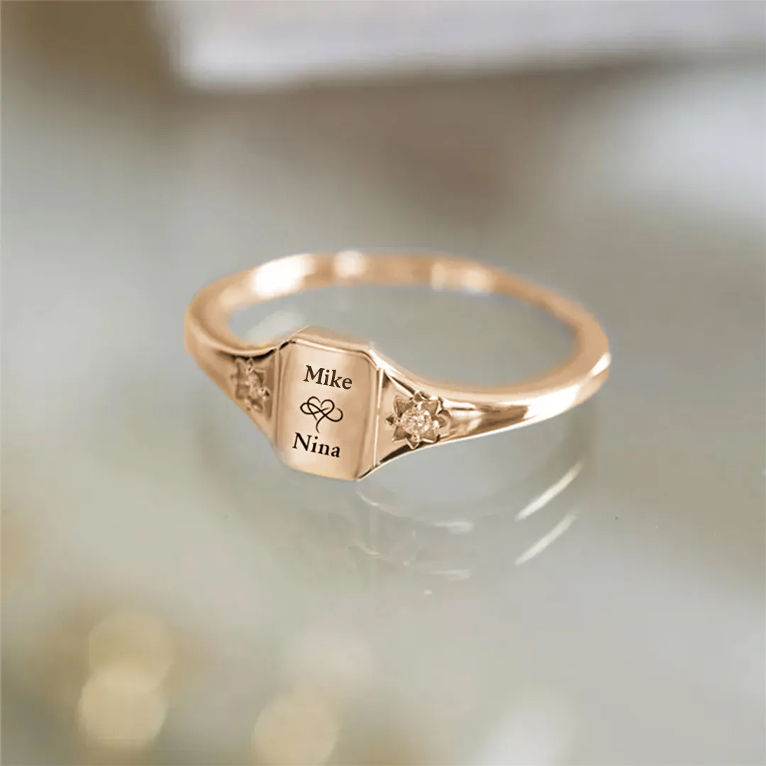 S925 Custom Name and Birthstone Dainty Ring