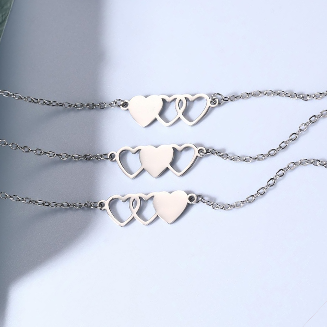 For Friend - Badass Girl Gang Heart Bracelet Set