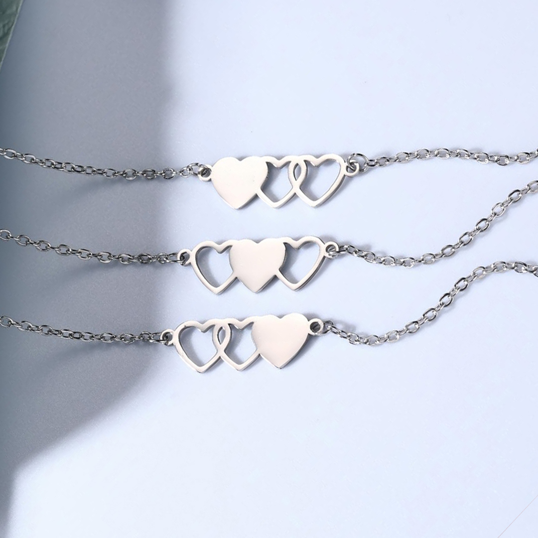 For Friend - Badass Girl Gang Heart Bracelet Set
