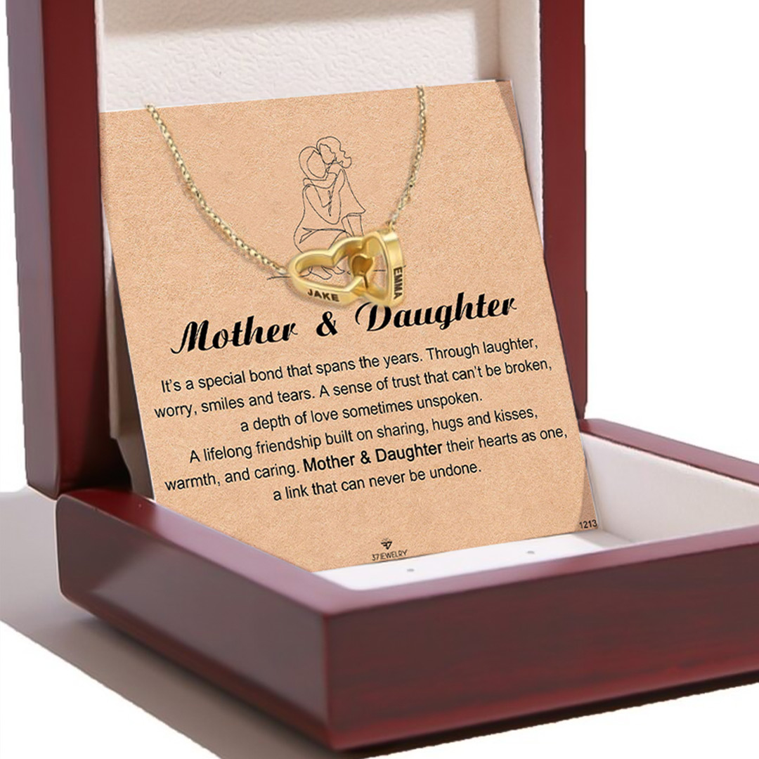 Custom Mother & Daughter Name Double Heart Necklace