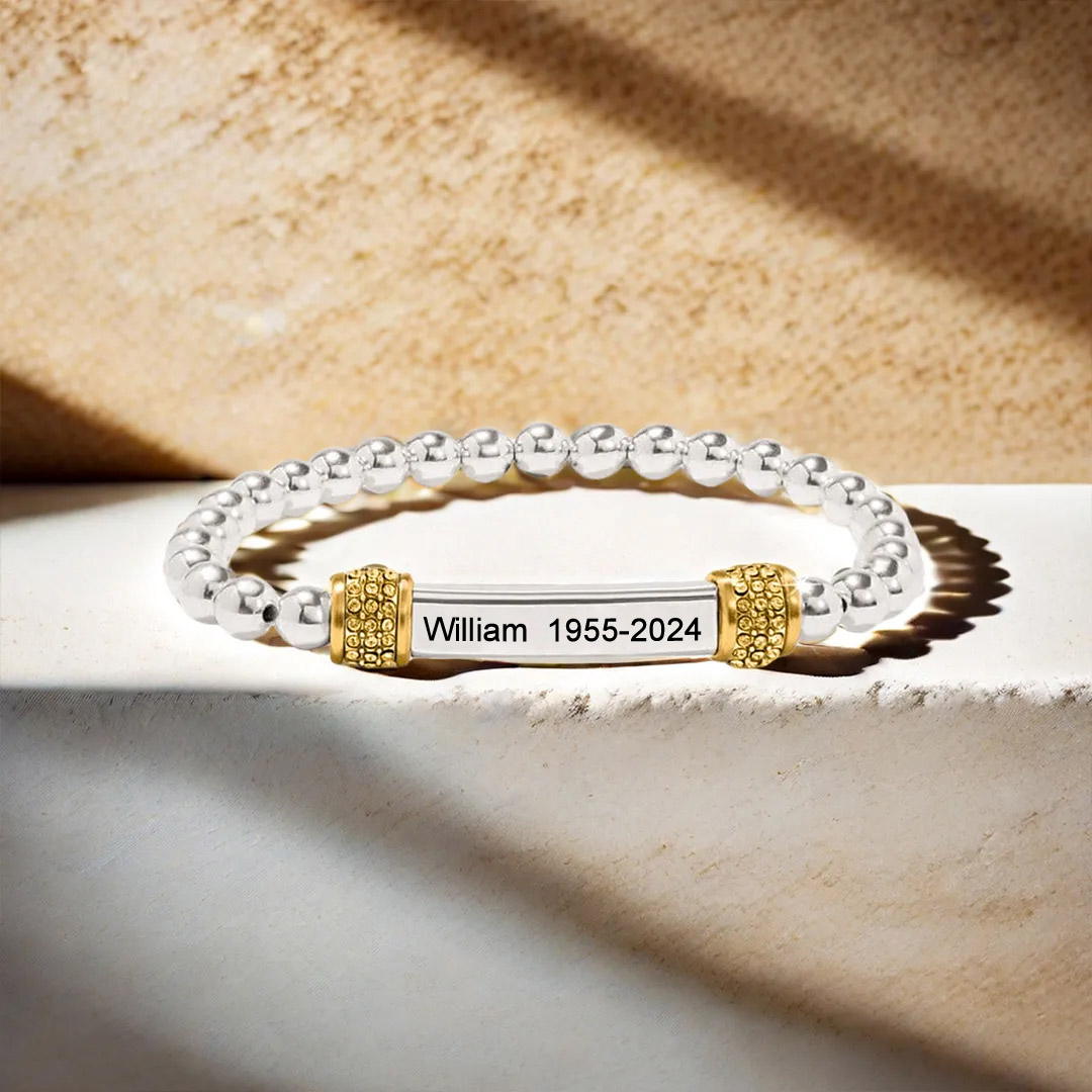 For Memorial -  Missing You Always Custom Name And Date Bead Bracelet