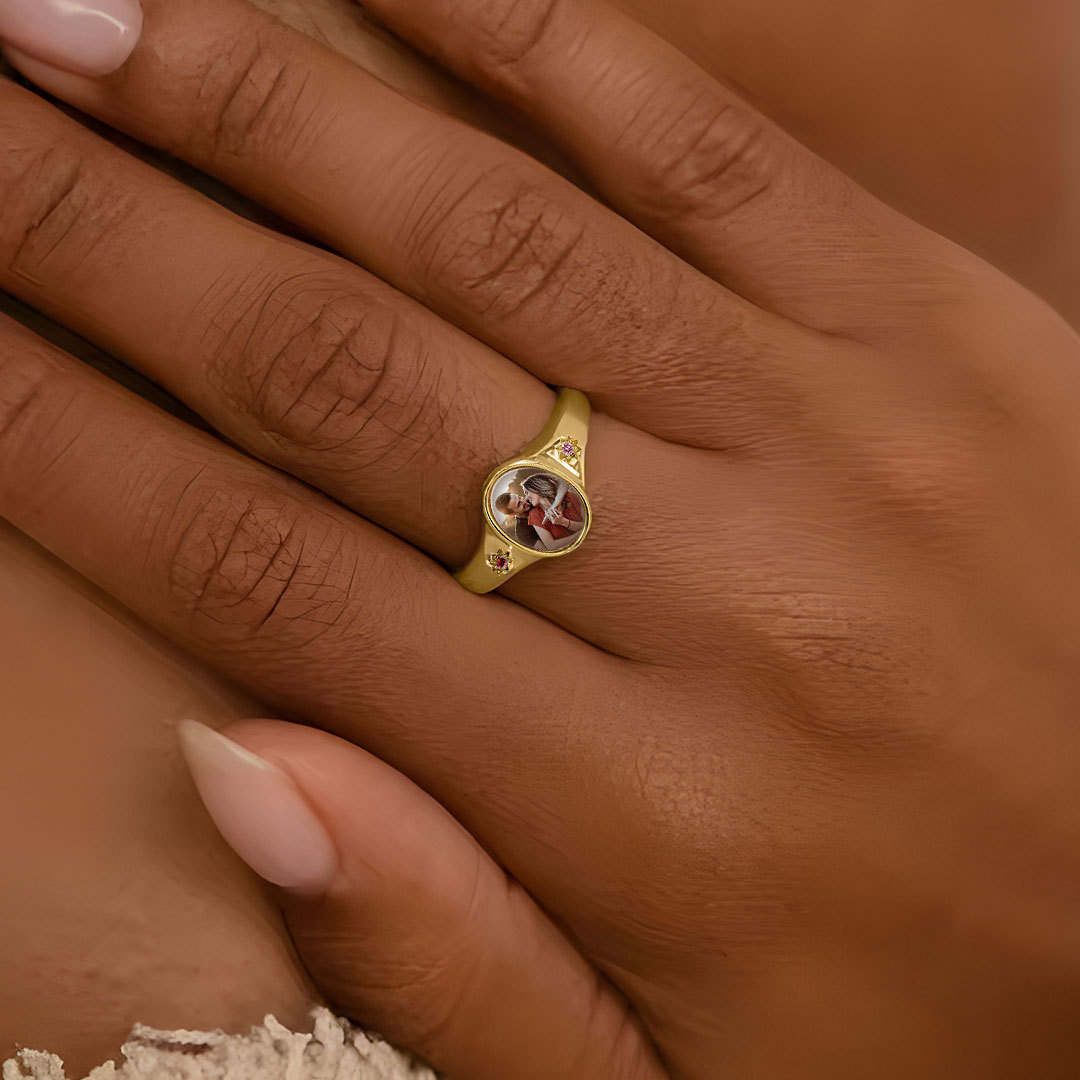 I will Carry You Until I See You Again Custom Photo and Birthstone Ring