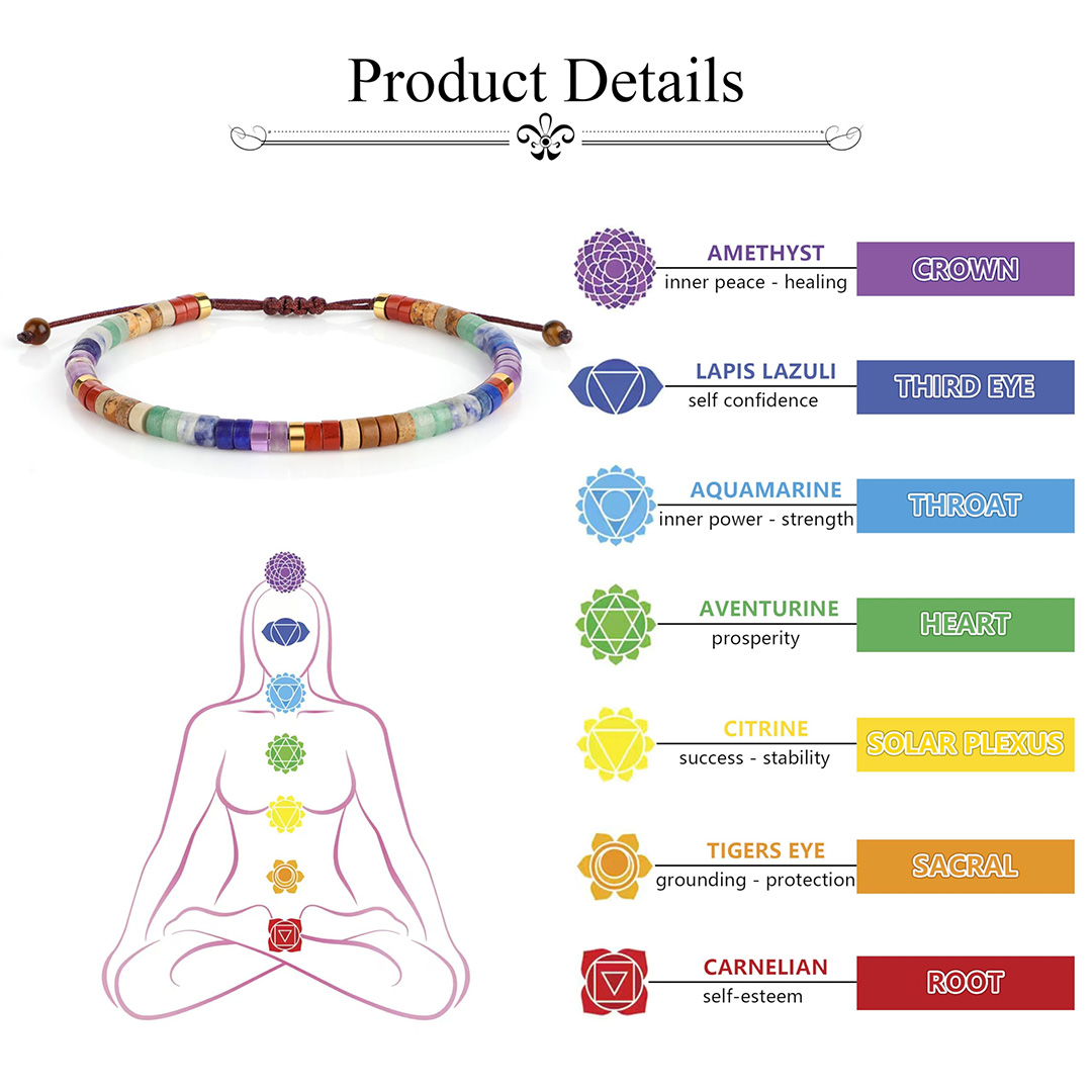 Seven Chakra Natural Healing Crystal Bracelet