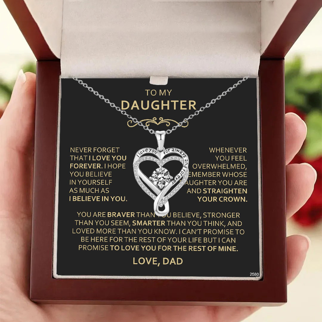 For Daughter - Never forget that I love you forever Engraved Heart Necklace