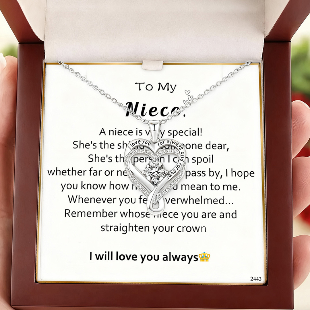 For Niece - I will love you always Engraved Heart Necklace