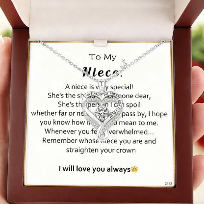 For Niece - I will love you always Engraved Heart Necklace