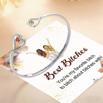 [⚡50% OFF] For Friend - You're My Favorite Bitch Double Hearts Custom Birthstones Bracelet