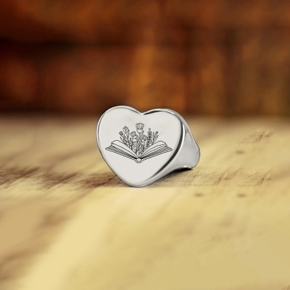 New Beginnings Inspirational Book & Flowers Heart Ring