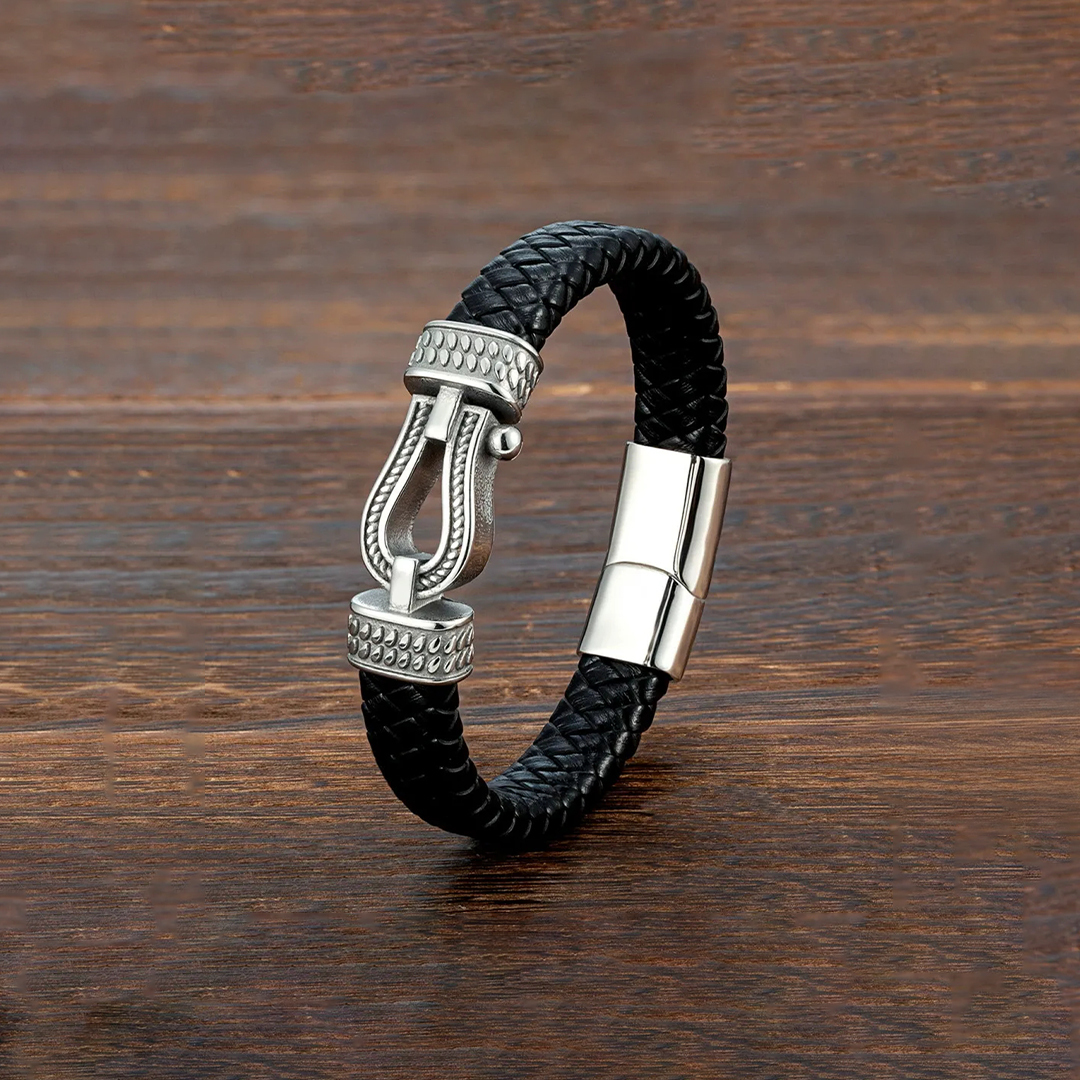 For Love - I Love You Forever and Always Horseshoe buckle leather bracelet