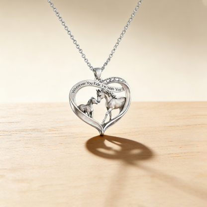 For Granddaughter - I'm Always With You Horses Heart Necklace