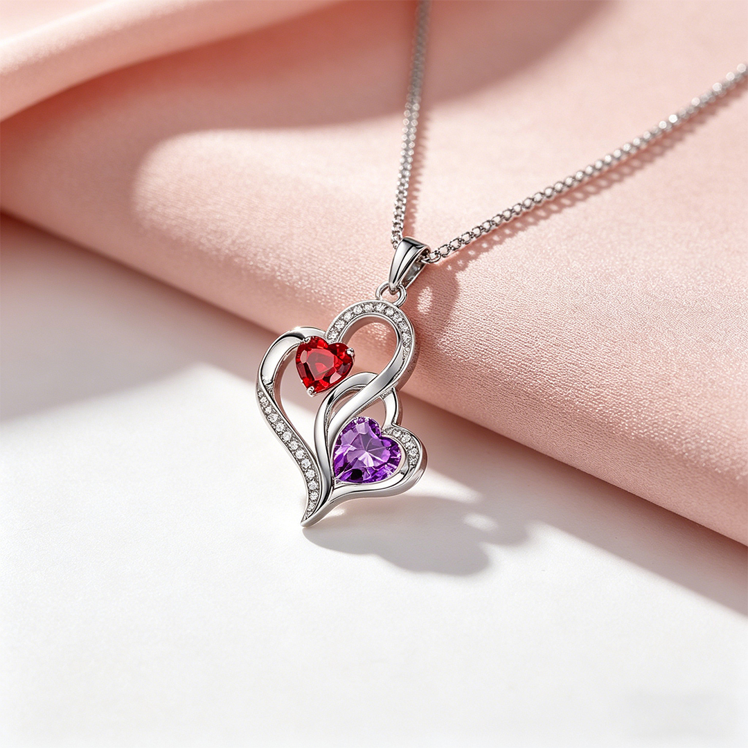Custom Mother And Daughter Are Connected Heart To Heart Necklace