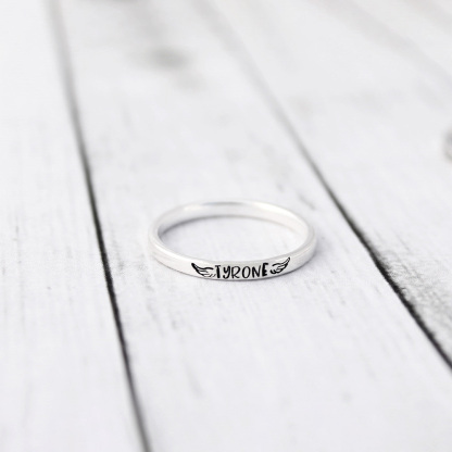 For Memorial - I Miss You Custom Name Wings Ring