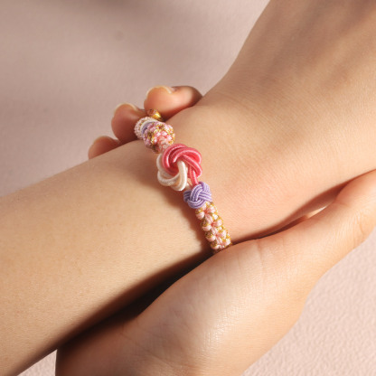 For Granddaughter - you'll always have my heart Peach Blossom Knot Bracelet