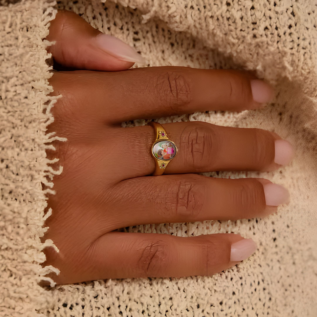 I will Carry You Until I See You Again Custom Photo and Birthstone Ring