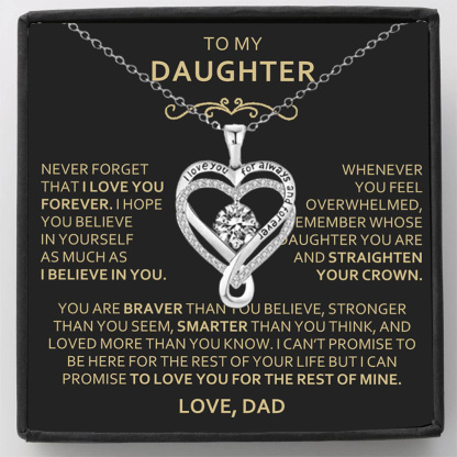 For Daughter - Never forget that I love you forever Engraved Heart Necklace