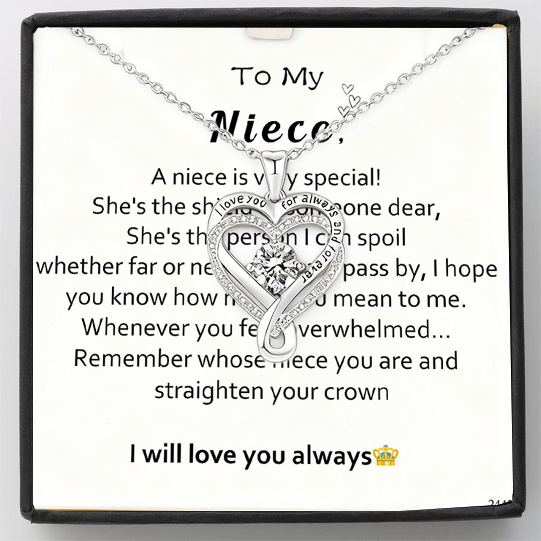 For Niece - I will love you always Engraved Heart Necklace