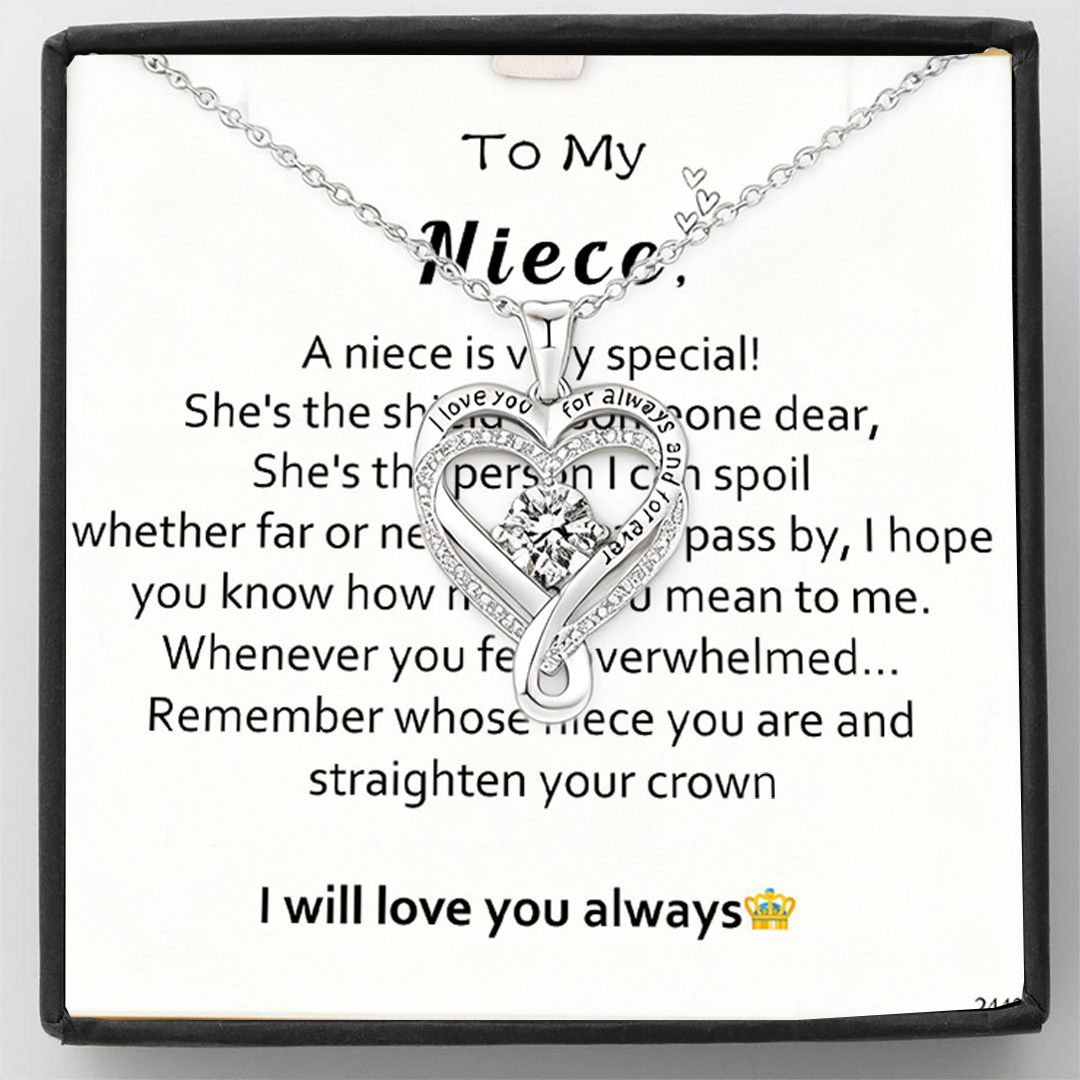 For Niece - I will love you always Engraved Heart Necklace