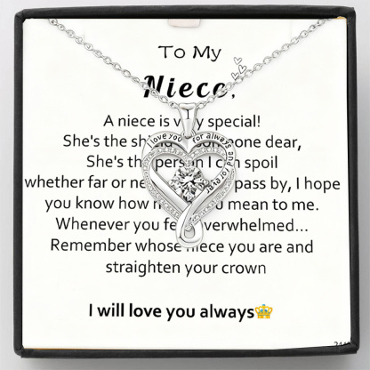 For Niece - I will love you always Engraved Heart Necklace
