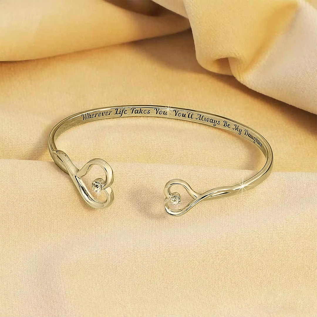 You Will Always Be My Baby Girl Double Heart Style Engraved Bracelet