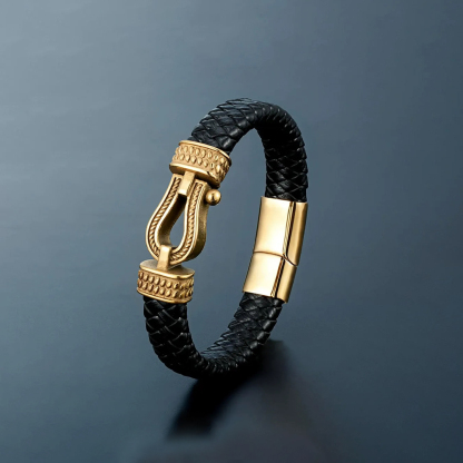 For Love - I Love You Forever and Always Horseshoe buckle leather bracelet