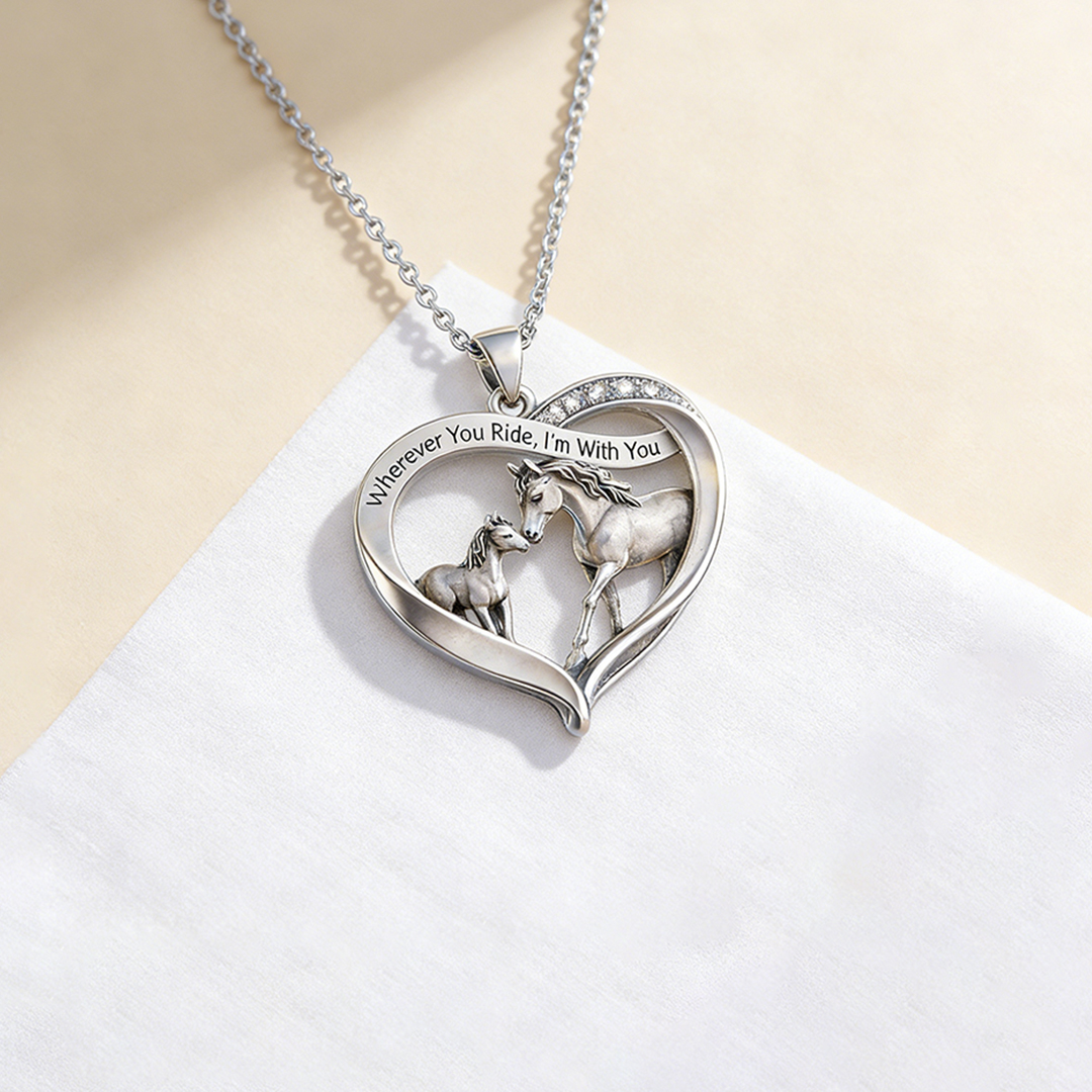 For Granddaughter - I'm Always With You Horses Heart Necklace