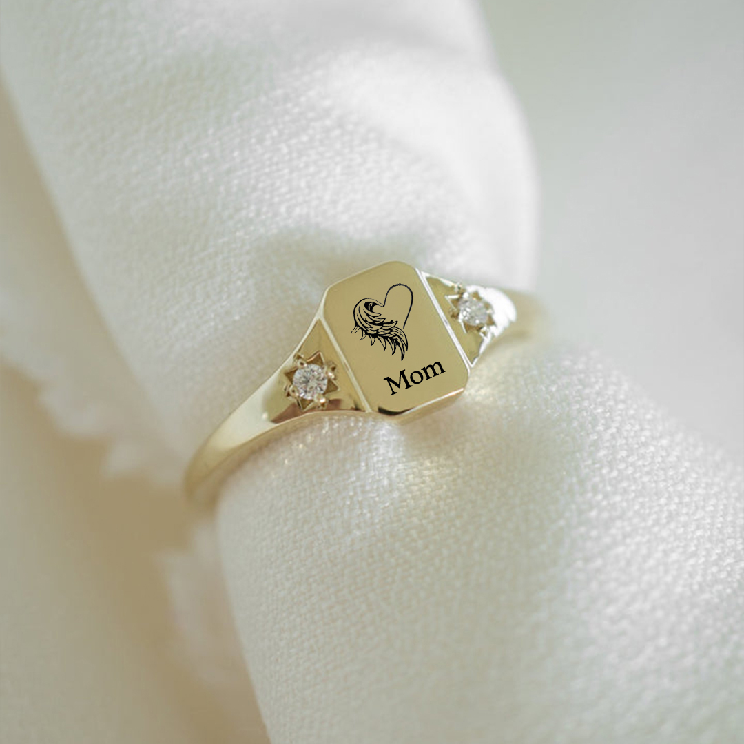 For Memorial - I'm A Daughter To A Mom With Wings Custom Name ring