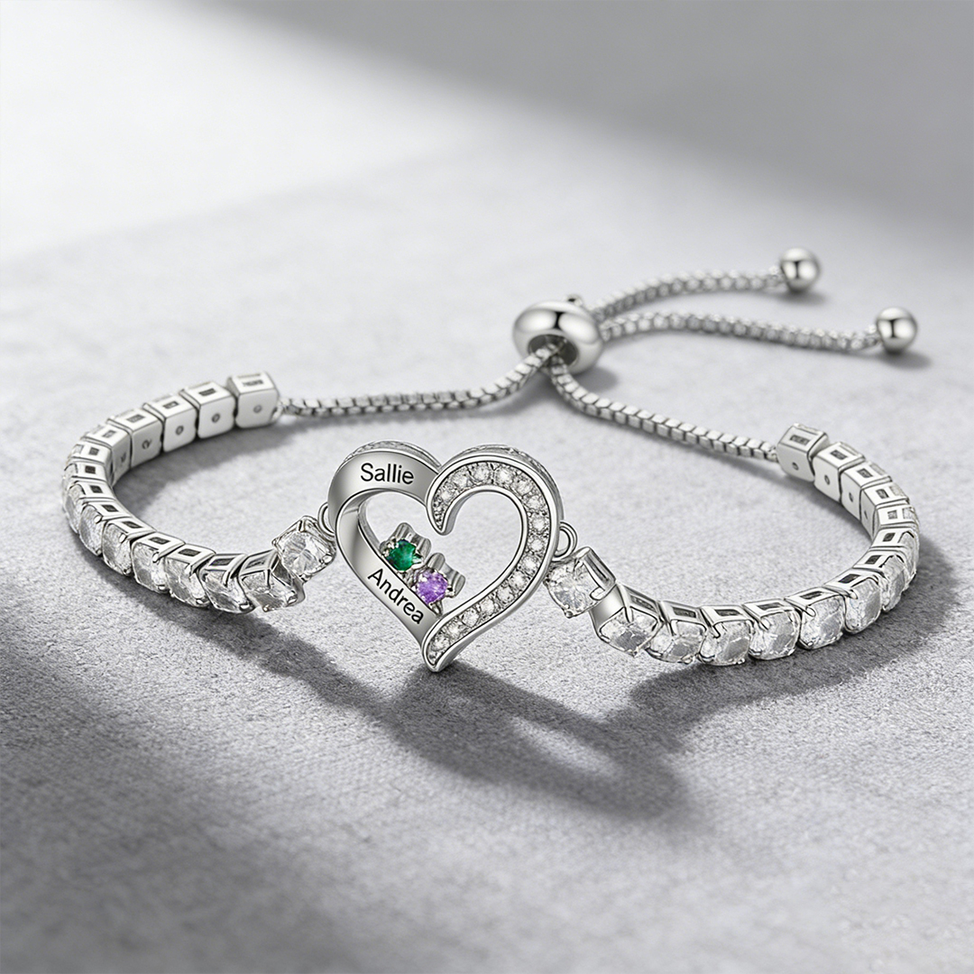 We're Always With You Custom 1-4 Birthstones and Names Bracelet