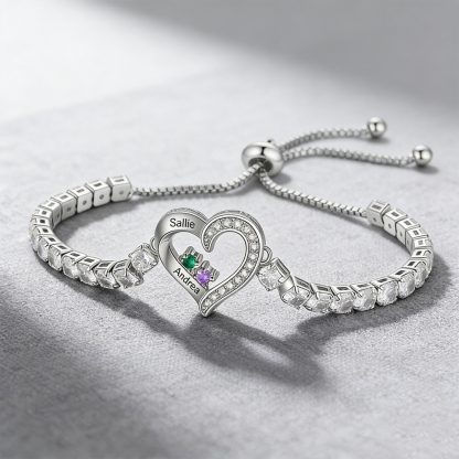 We're Always With You Custom 1-4 Birthstones and Names Bracelet